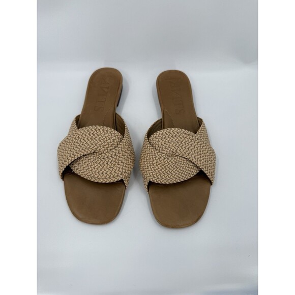 Eric Javits Arika Stitched Raffia Braided Woven Twist Open Toe Flat Sandals 11 - Picture 1 of 11